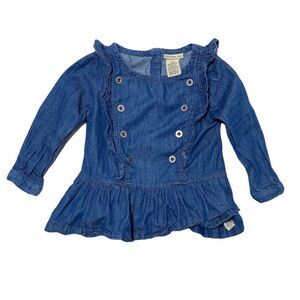 𝅺calvin Klein Denim Ruffle Shirt